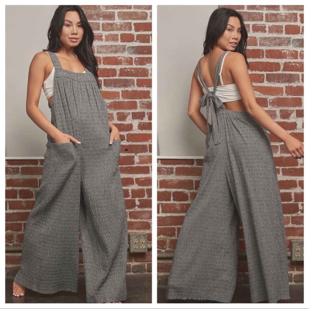 22 Boho Fabulous Plaid Wide-Leg Jumpsuit - Picture 4 of 5
